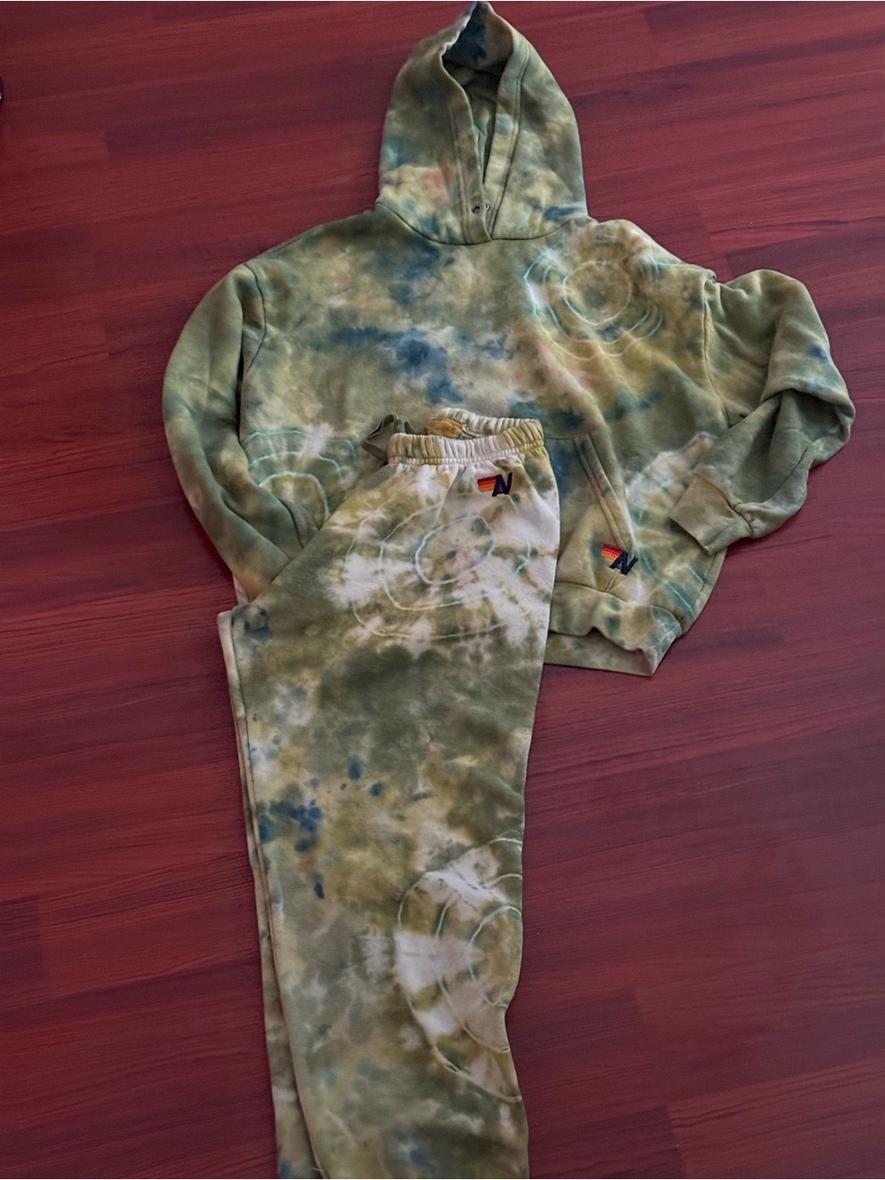 Aviator Nation Olive Tie-Dye Track Pants